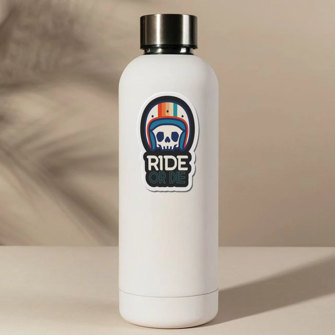 Biker Skull Retro Motorcycle Sticker