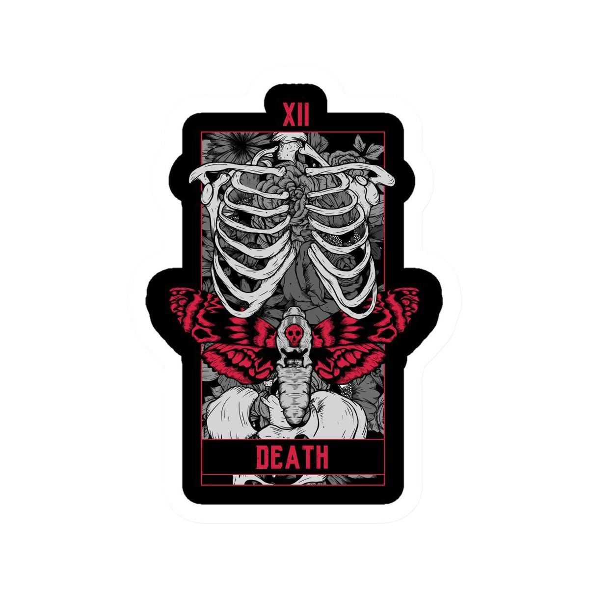 Death Tarot Card Red Magnet Sticker Skeleton